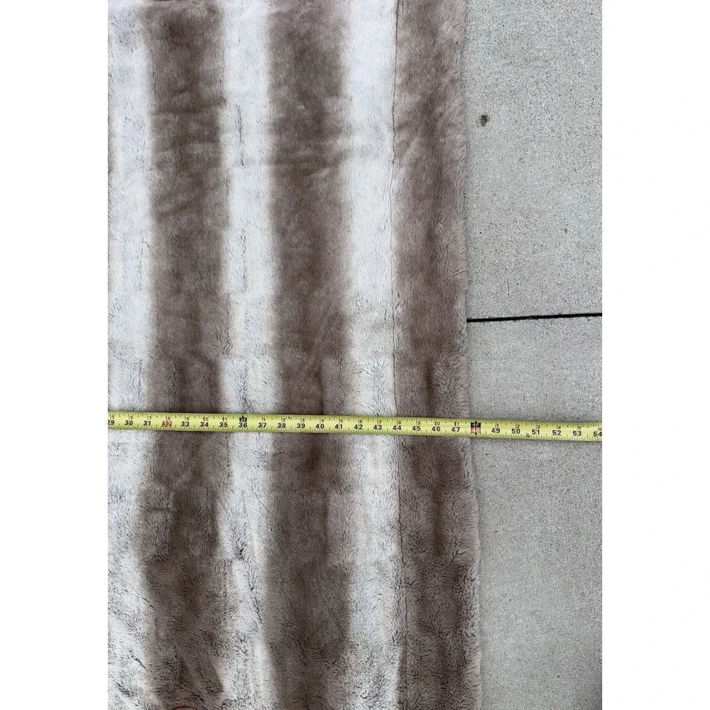 Pier 1 Imports Throw Blanket Minky Tan Beige Soft Faux Fur 48x52 Vintage Glam
